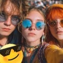 A thumbnail of friends in a photo with an emoji on the image
