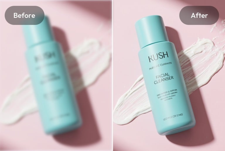 AI photo enhancer effect featuring a product display