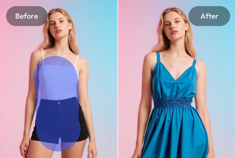 AI replace effect featuring changing clothes of a woman