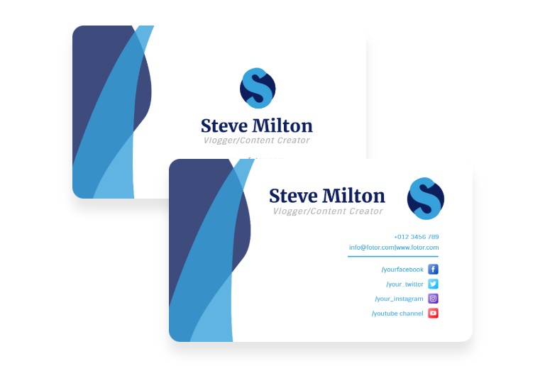 Add your own blue S brand logo on the business card