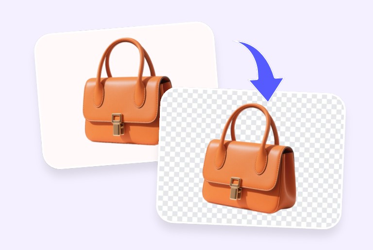 Erase the white bg from the orange handbag image