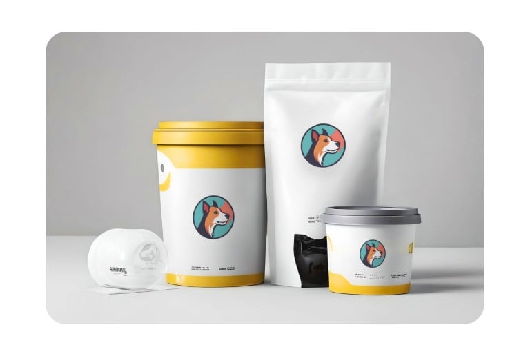 Print the puppy logo on the packaging of pet products such as dog food