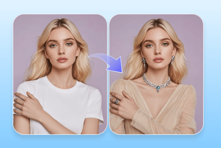 A female uses Pxbee free ai generative fill to virtually try on clothes and accessories