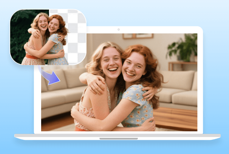 Add an ai bg to a family photo and use it as a desktop wallpaper