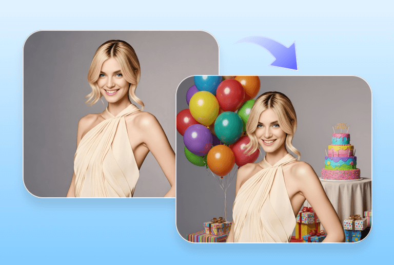 Ai generative fill for a female birthday photo