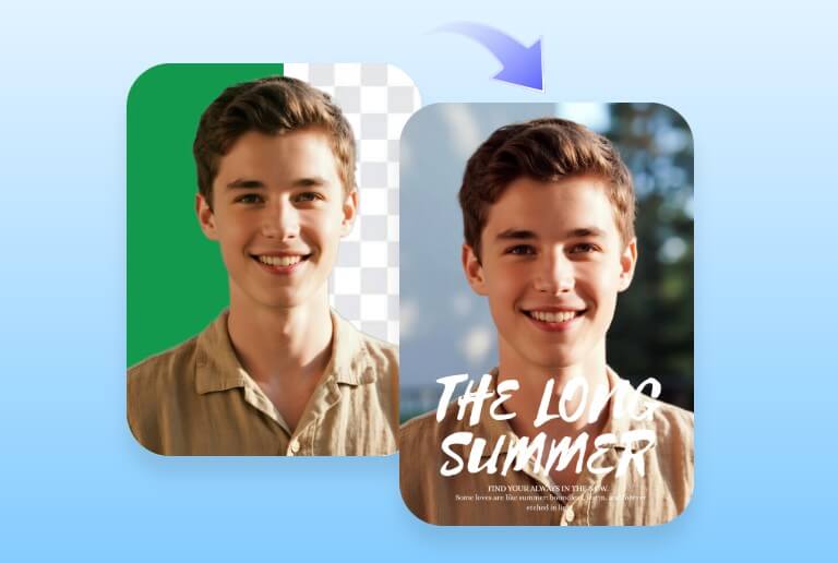 Change green screen background of a mans image for movie poster creation