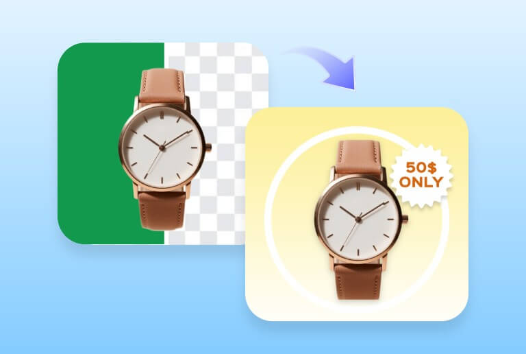 Change green screen background of a watch image for advertising and marketing