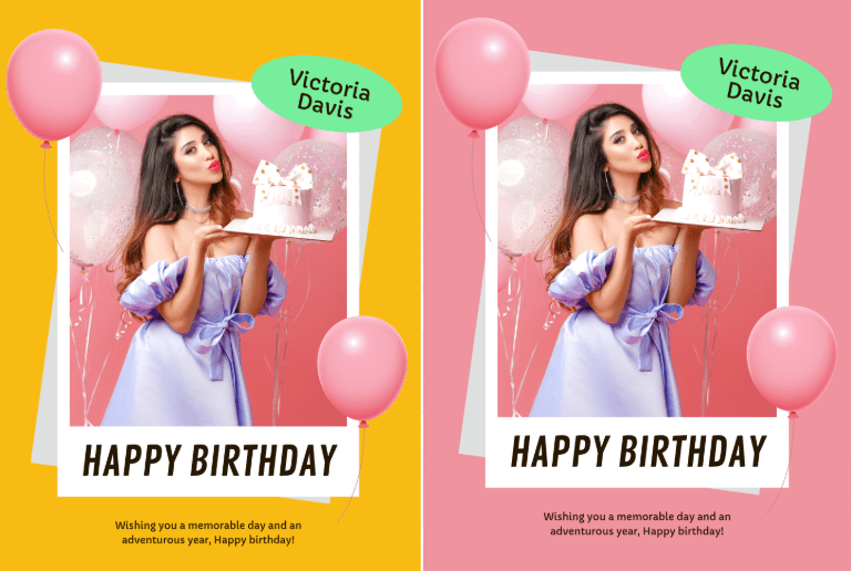 Change the background of a poster design from yellow to pink