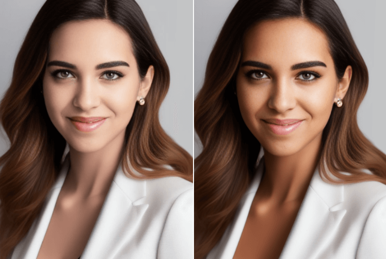 Change the skin color of a woman from white to brown