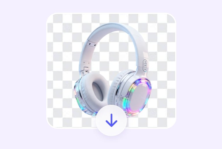 Download an image of over ear headphones with the background color removed