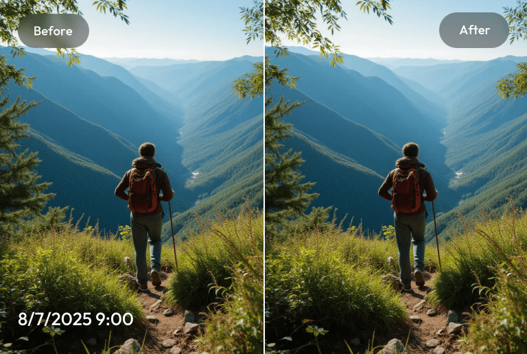 Erase date stamp from a travel photo