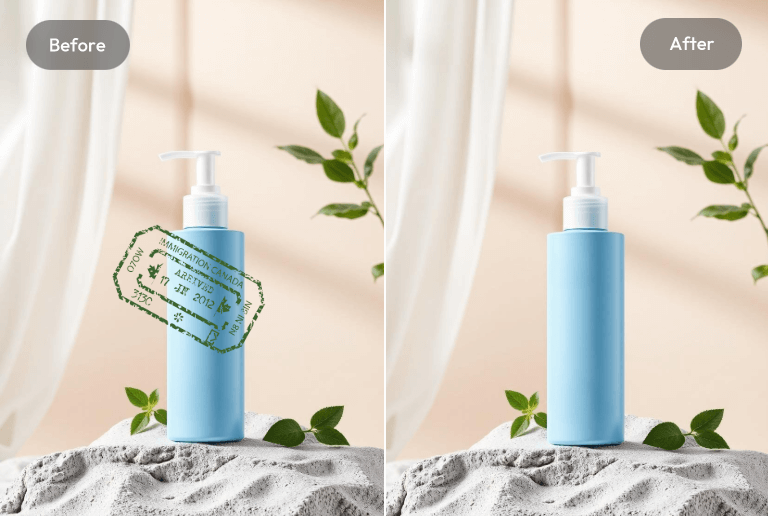 Get rid of a stamp from a photo of a skincare product
