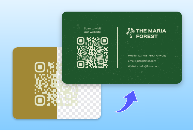Make a qr code transparent and apply it in a business card