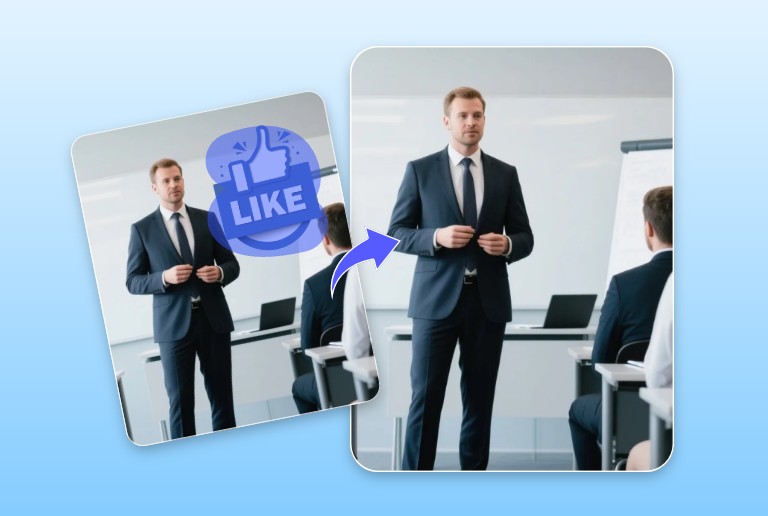 Remove an emoji from a business photo of a man in a suit