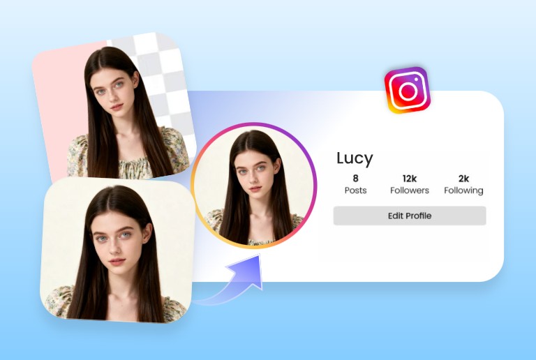 Remove and change the background color of a womans image for use as a social media profile picture