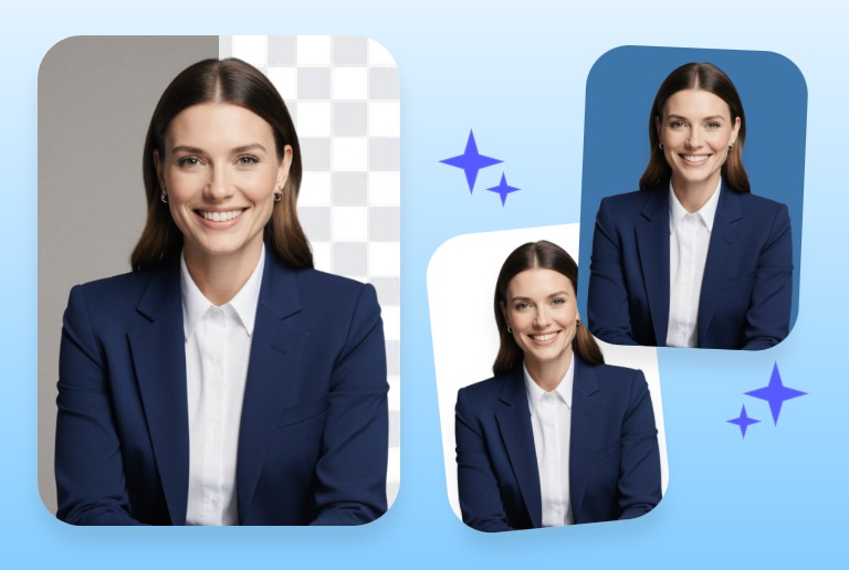 Remove and change the background color of a womans image to create a portrait photo