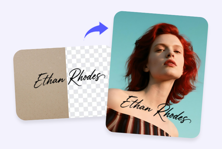 Remove bg from signature and add it to a fashion material design