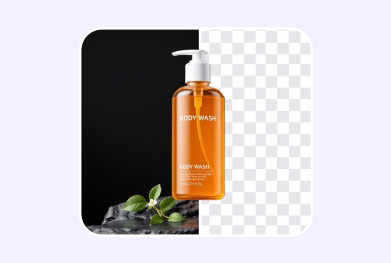 Remove the black background from a body wash image in pxbee