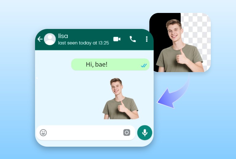 Remove the black background from a boy image and use it for whatsapp stickers