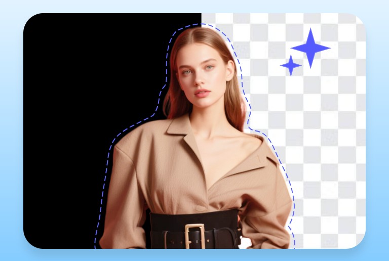 Remove the black background from a womans image