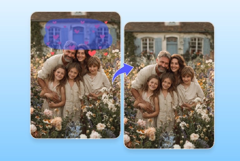 Remove the emoji from a family group photo