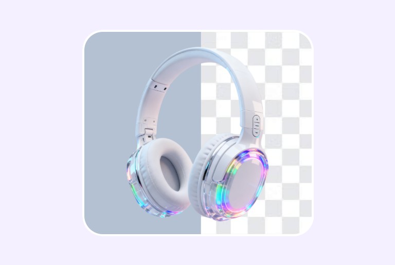 Remove the gray background from an image of over ear headphones
