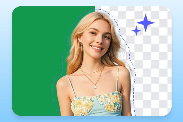 Remove the green screen from a womans image