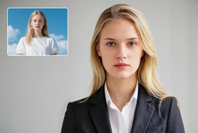 Replace background in a girl photo to create an id photo