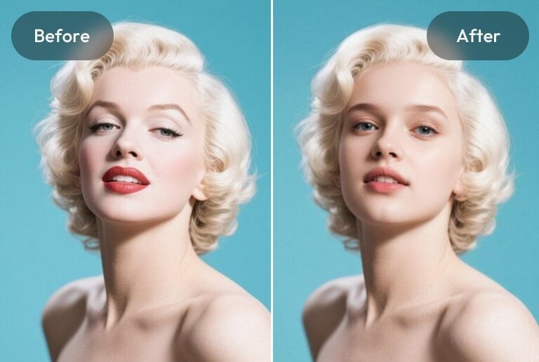 Replace the face in a portrait photo of a famous female celebrity