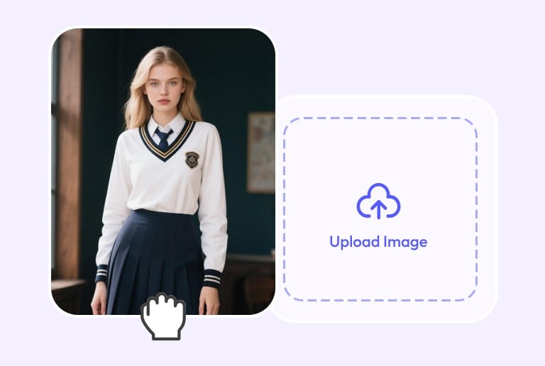 Step 1 upload an image of a woman wearing a preppy skirt to swap clothes