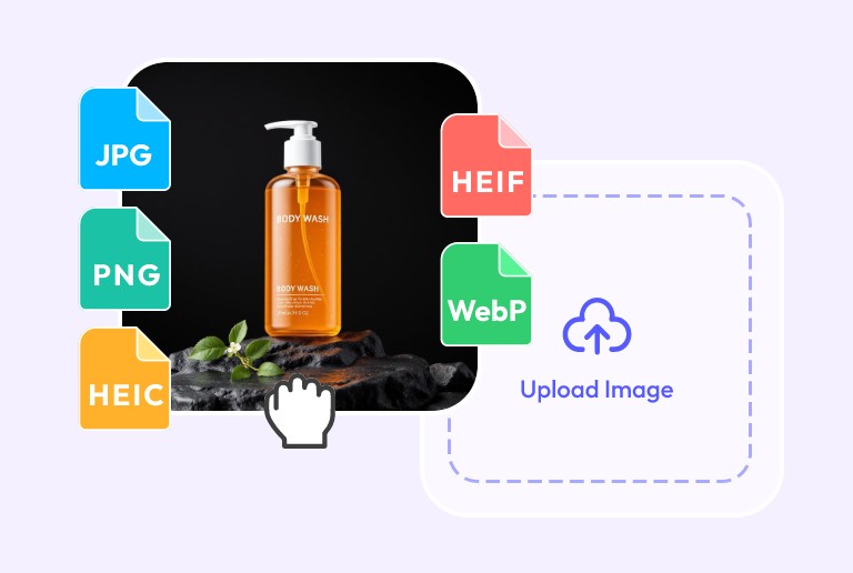 Upload a black background body wash image in multiple formats to pxbee
