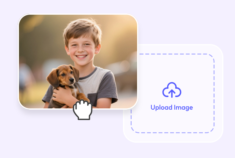 Upload a photo of a boy holding a puppy to pxbee
