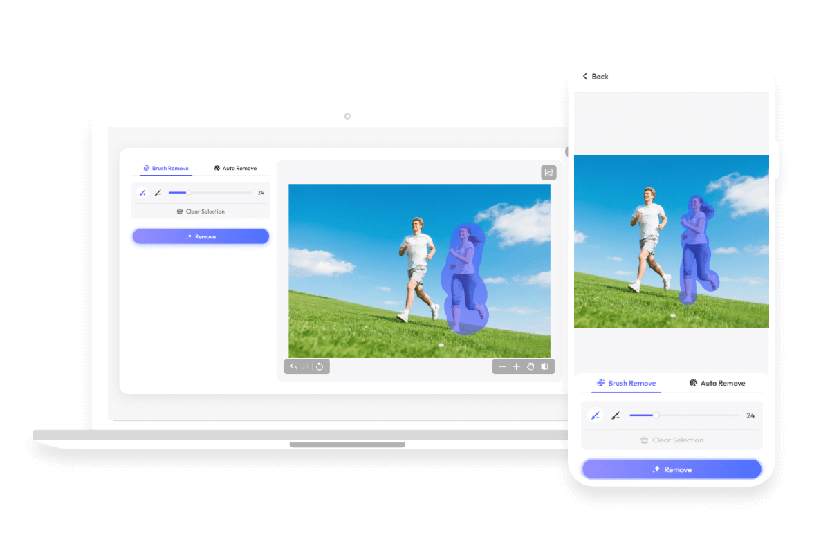 Remove poeple from a jogging woman on destop and mobile