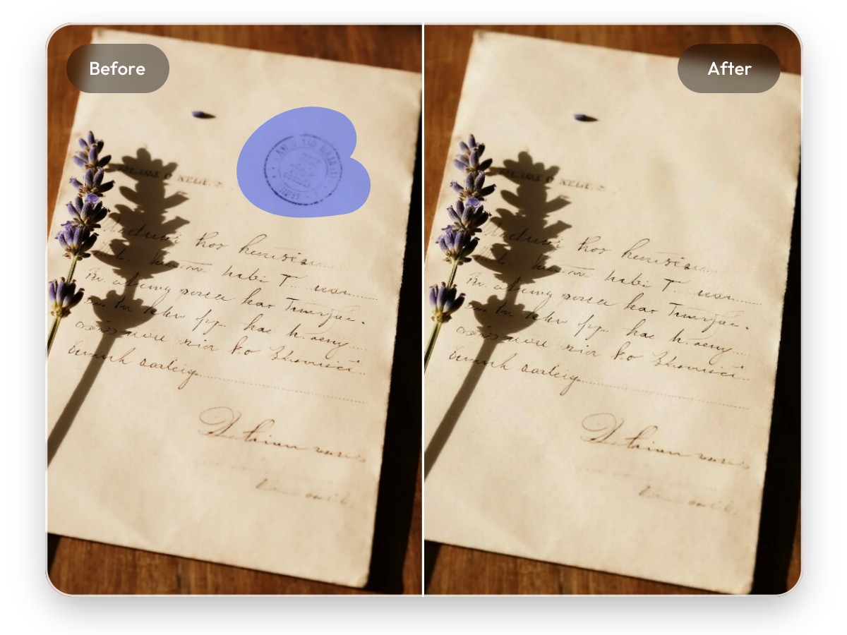 Remove stamp ink from a letter