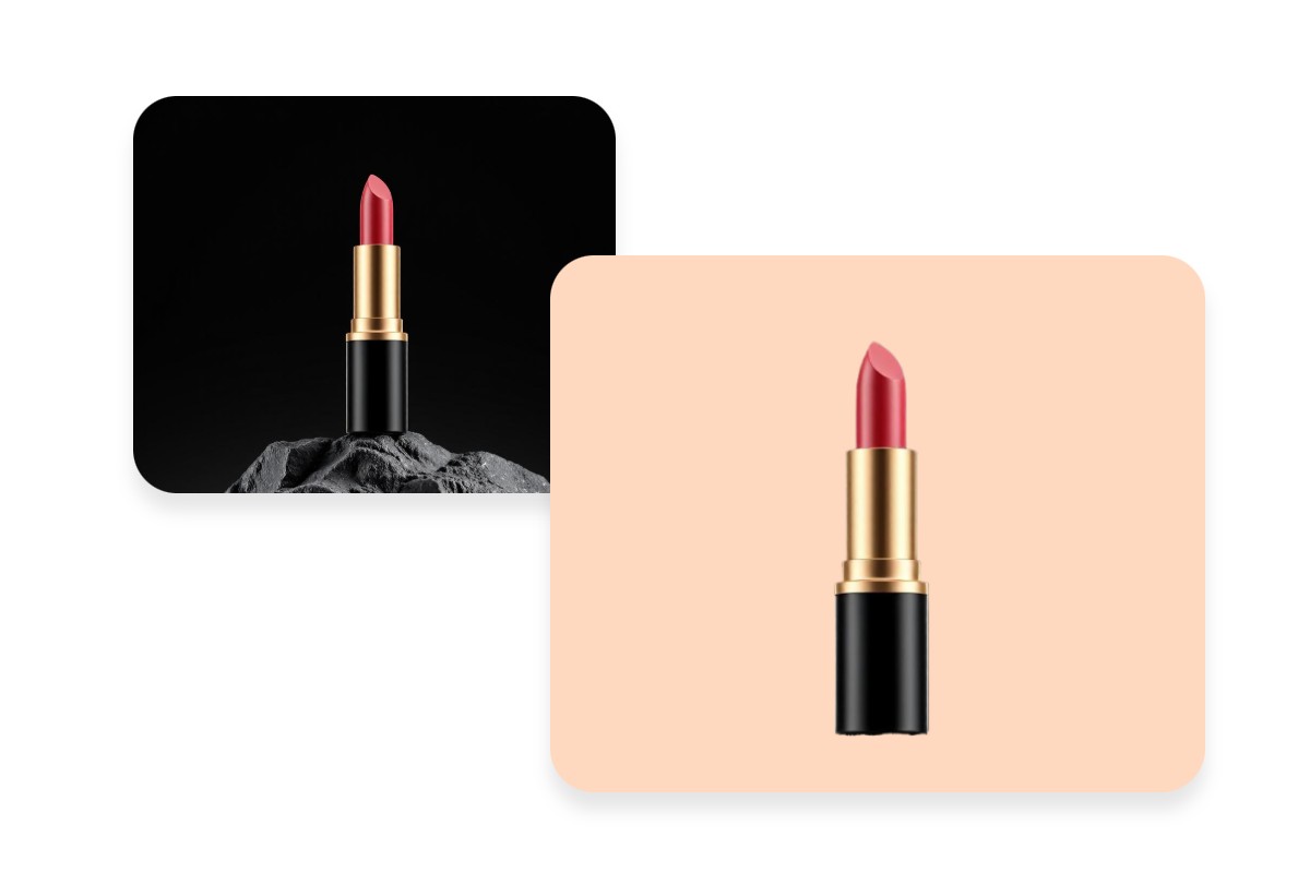 Change the black background of a lipstick image to another solid color