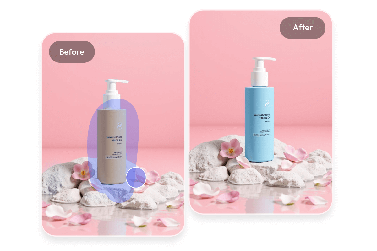 Change the color of a skincare product from yellow to blue