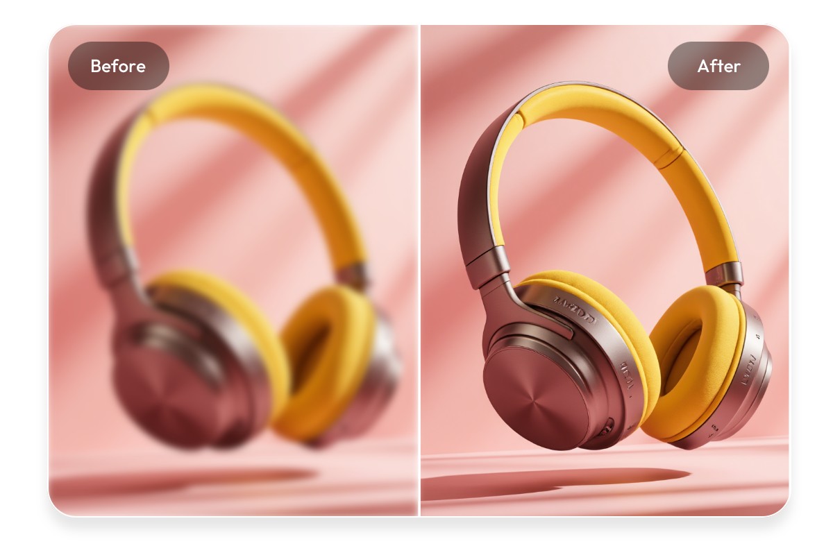 Convert blur photo to clear photo featuring a headphone
