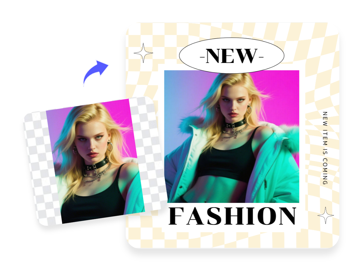 Design a fashion poster with pxbee image extender