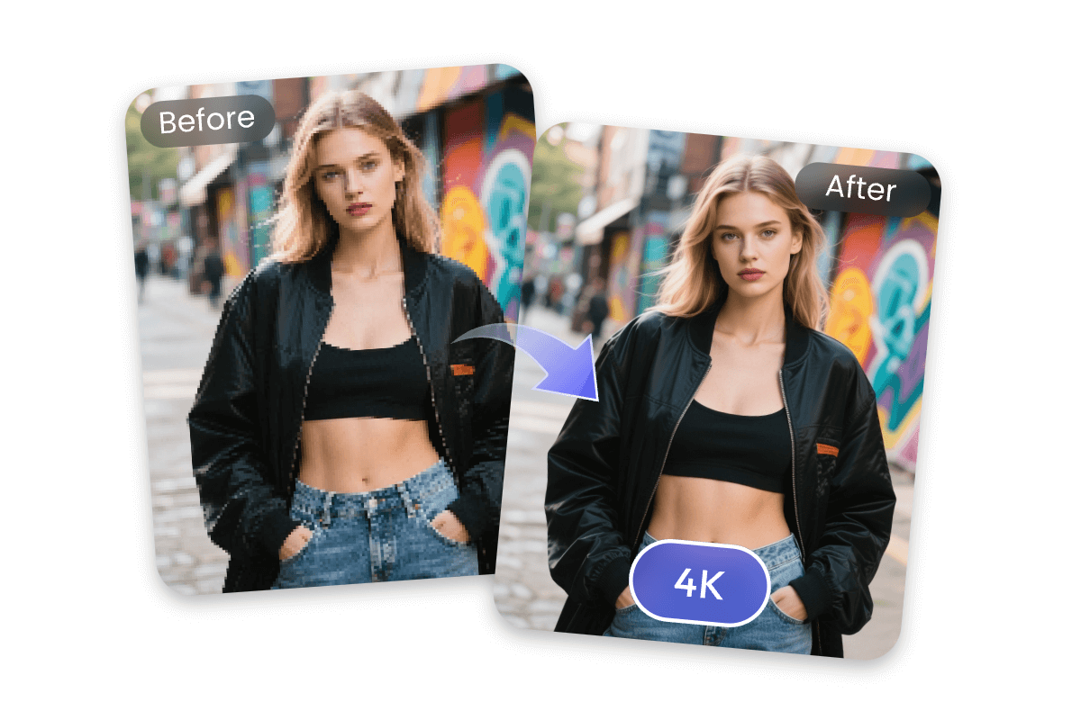 Elevate a pixelated image to 4k quality with pxbee