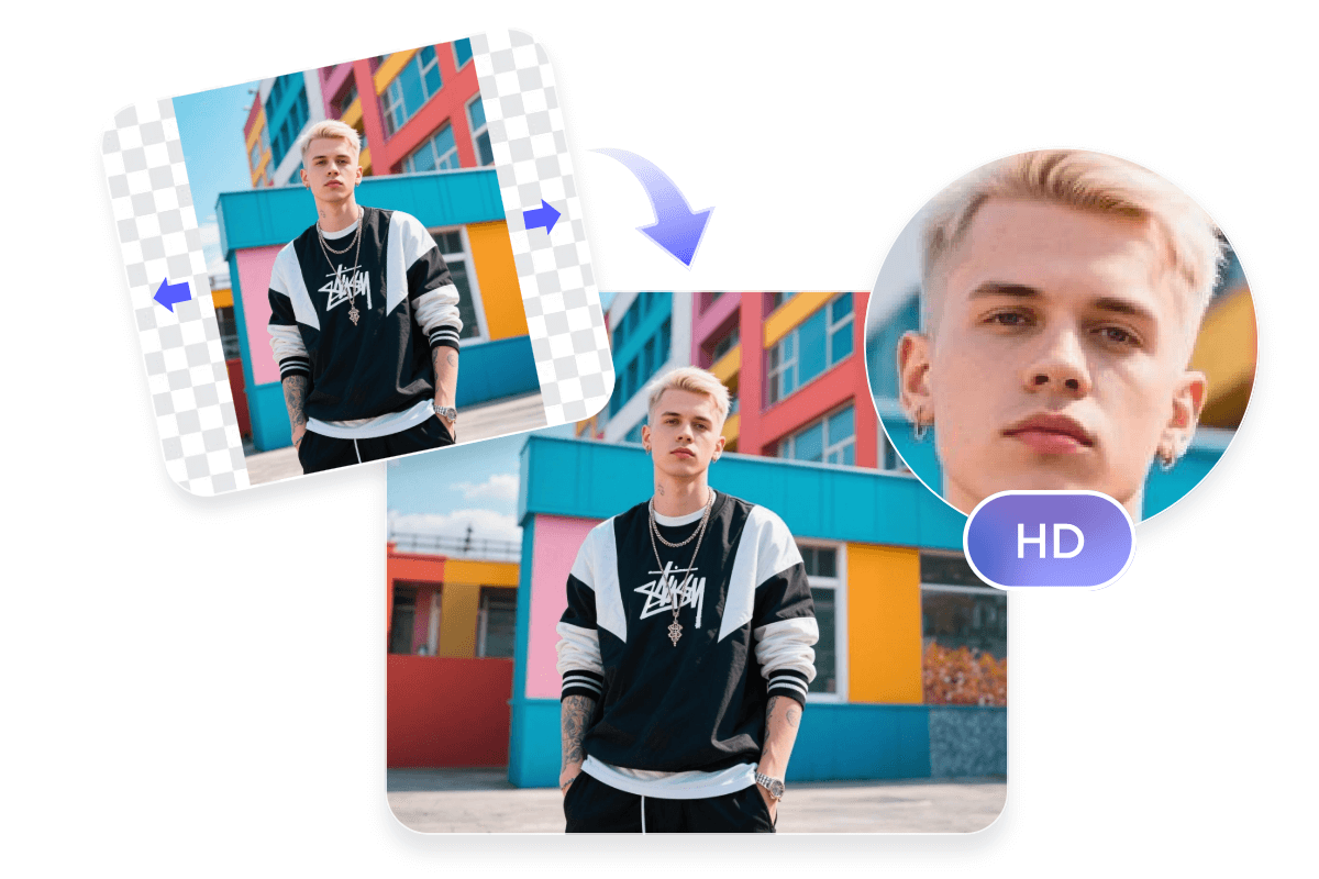 Lossless hd quality image AI outpainting