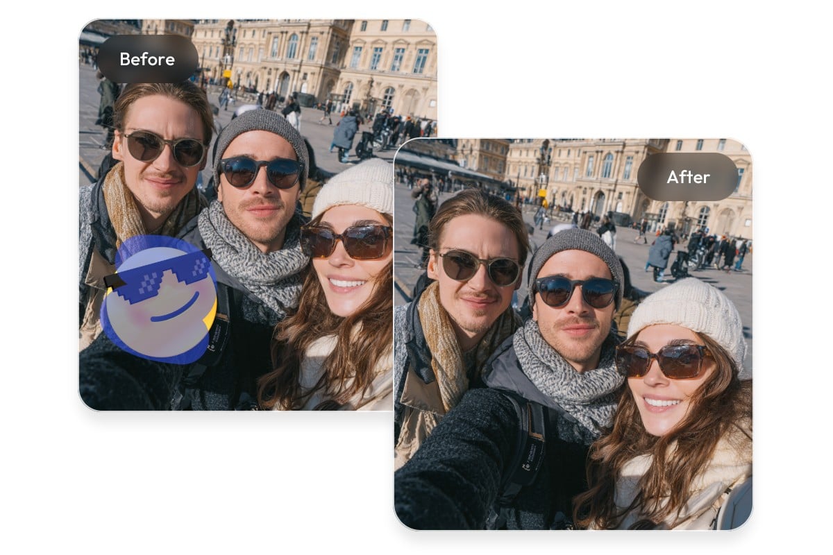 Remove a emoji from a group photo of friends