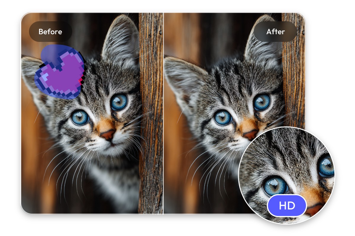 Remove a emoji from a photo of a cute cat without losing quality