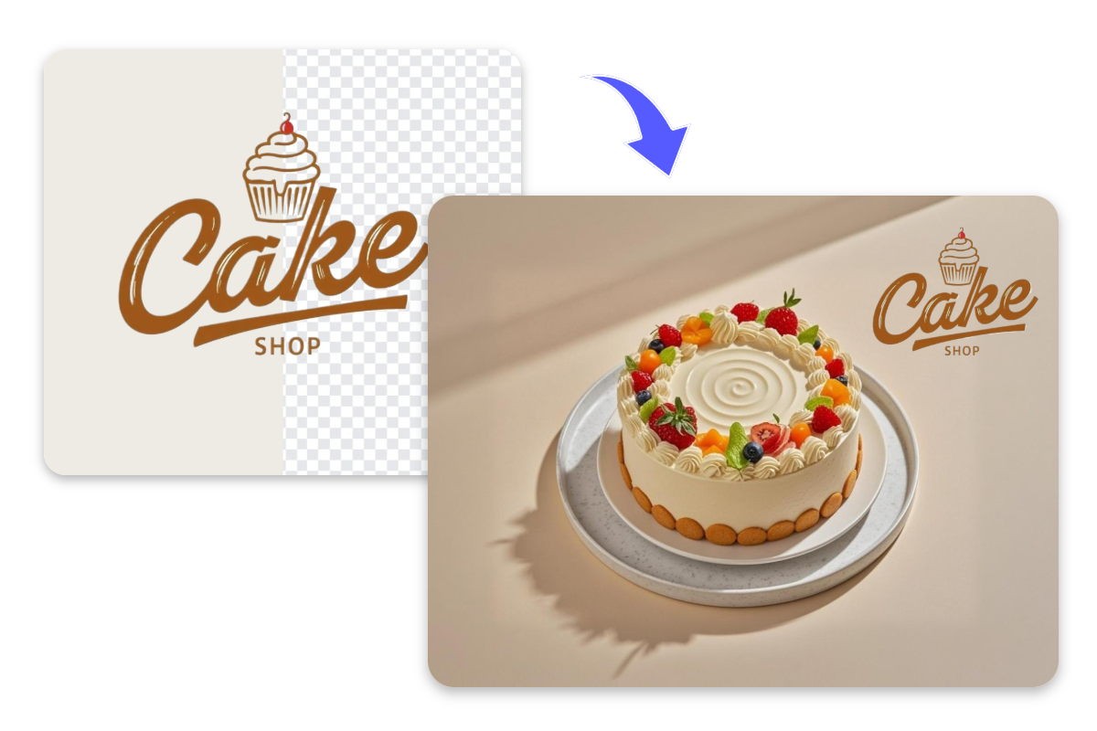 Remove background from a loo and apply it to your design visual of a cake