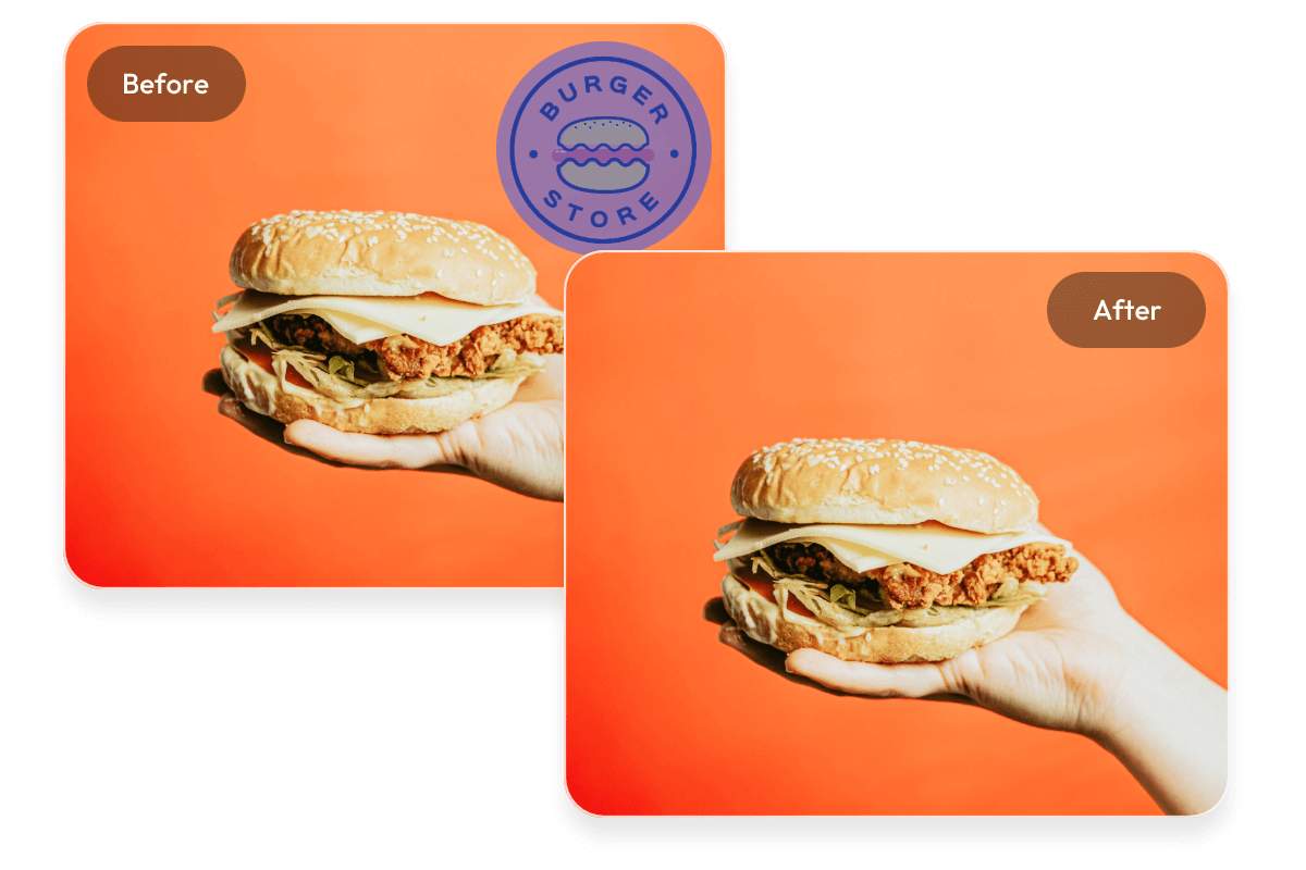 Remove logo from a hamburger photo