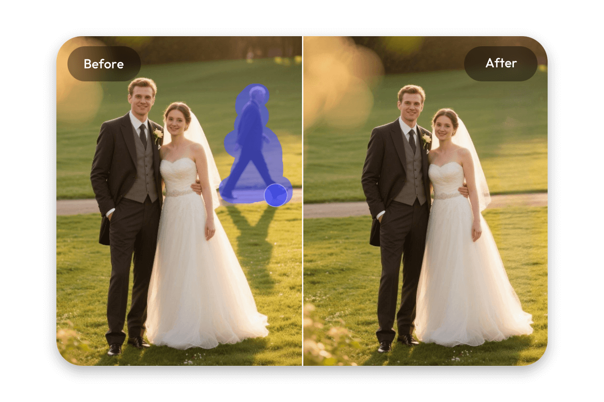 Remove passerby from a wedding photo