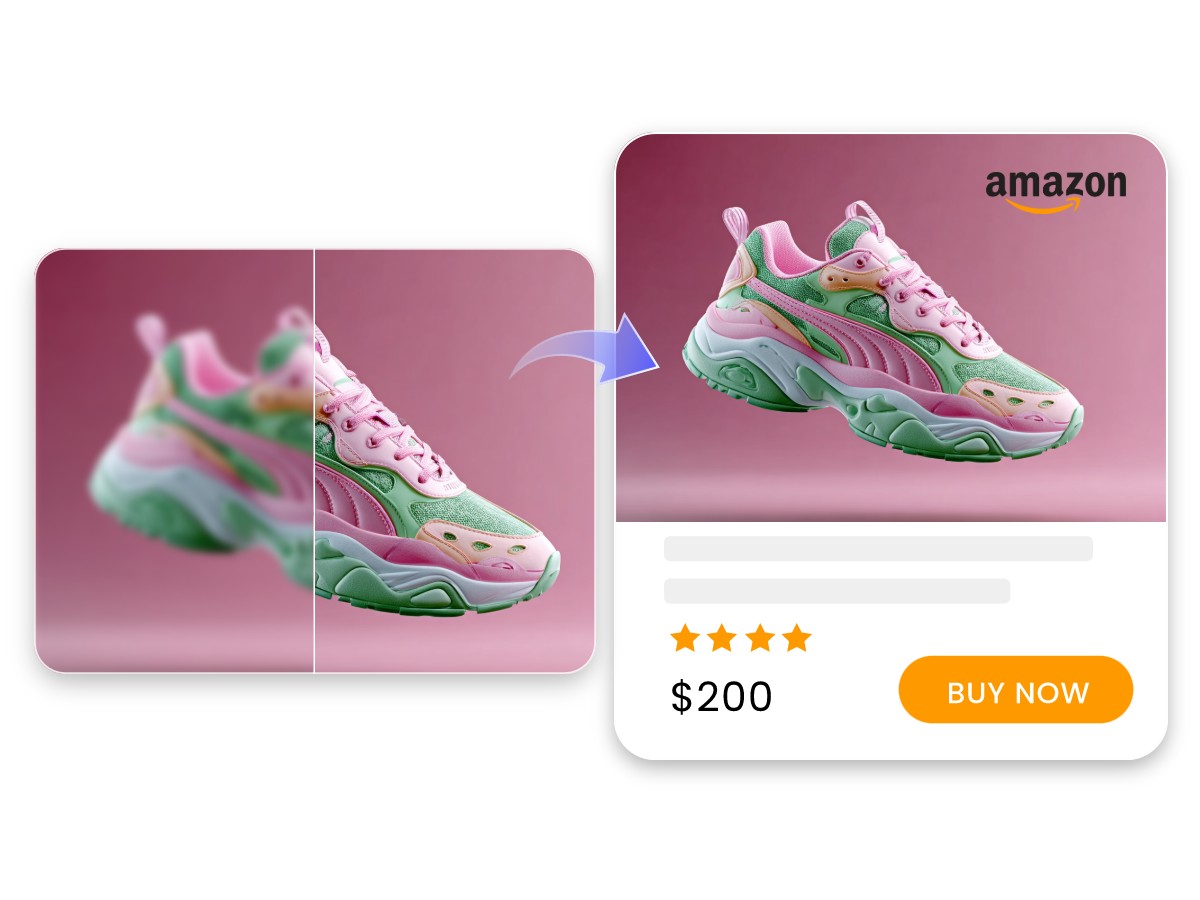 Remove photo blur for e commerce and marketing featuring a shoe