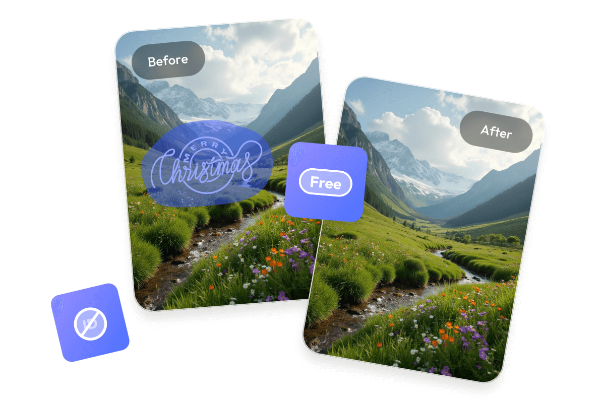 Remove stamp from a landscape photo for free with no sign up