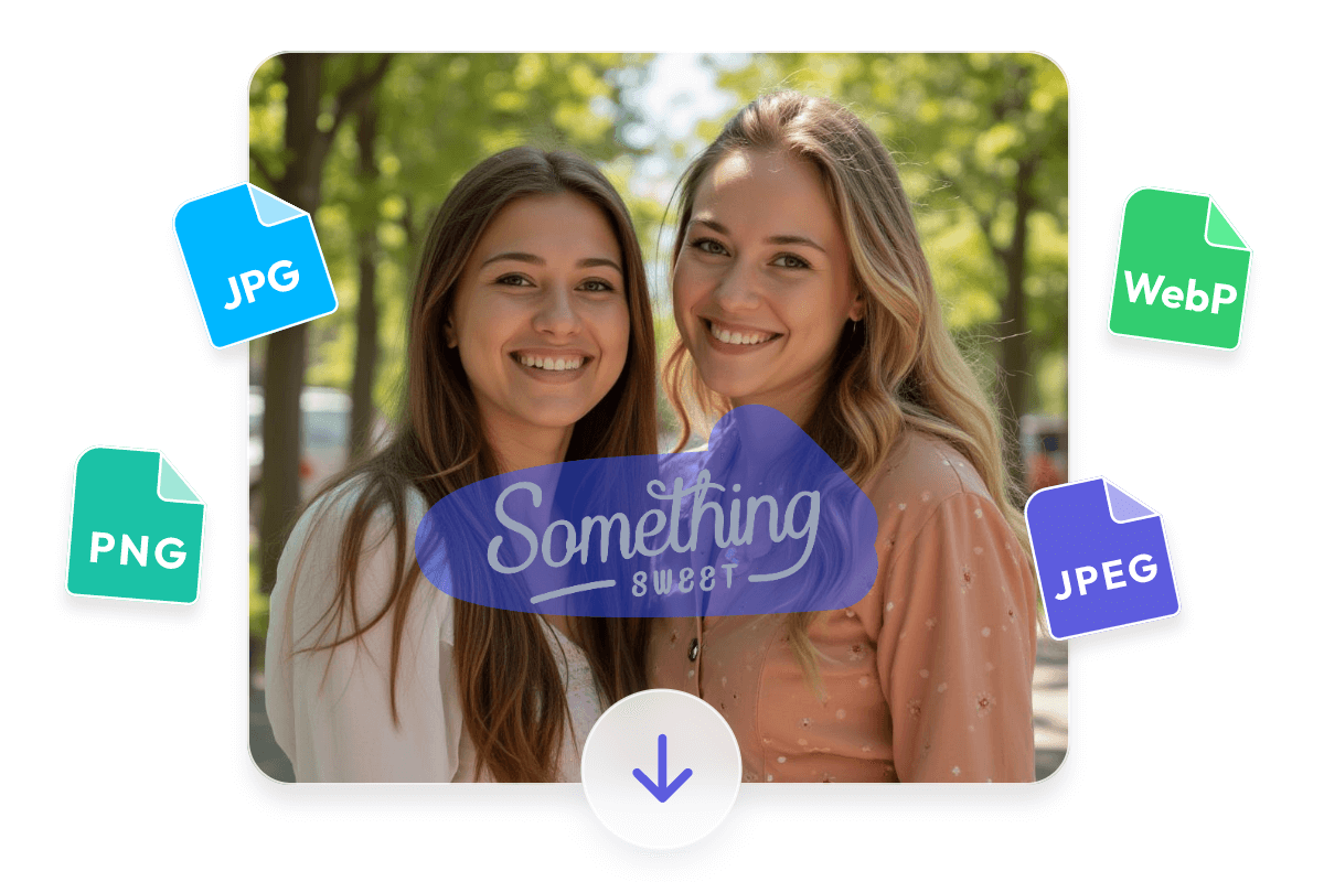 Remove stamp from a photo of two girls multiple formats supported