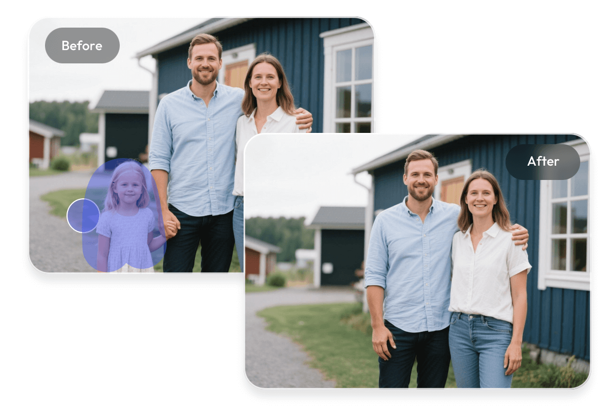 Remove the child from a family photo