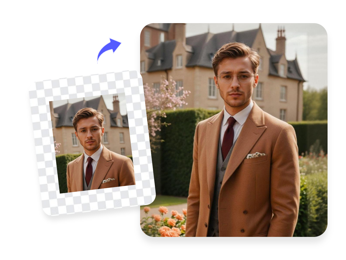 Turn your close shot headshot into half body id photo with ai image extender